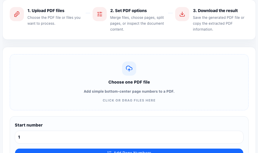 Add Page Numbers to PDF practical workflow guide in UtilFlow