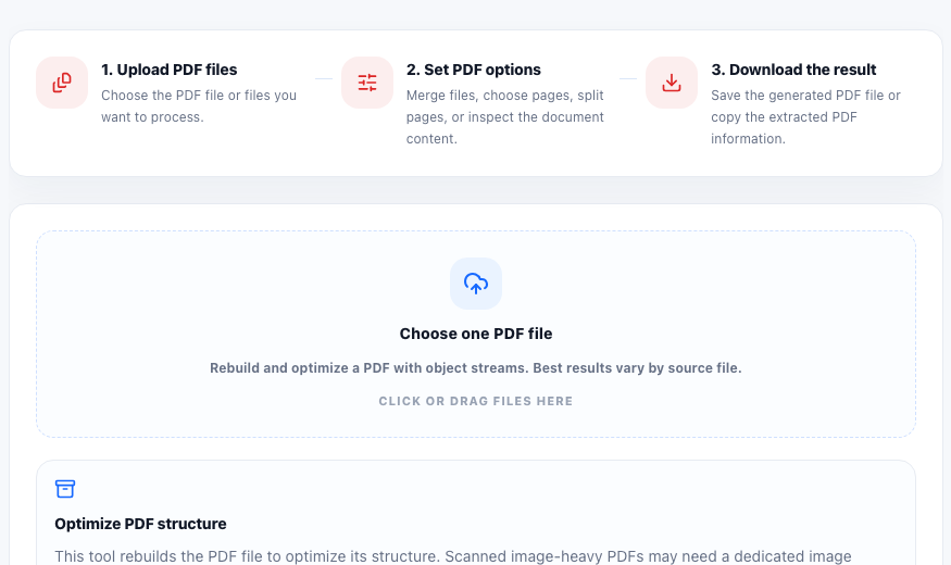 Compress PDF online tool interface in UtilFlow