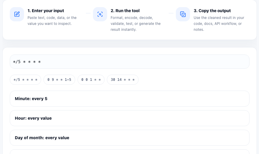 Cron Expression Parser practical workflow guide in UtilFlow