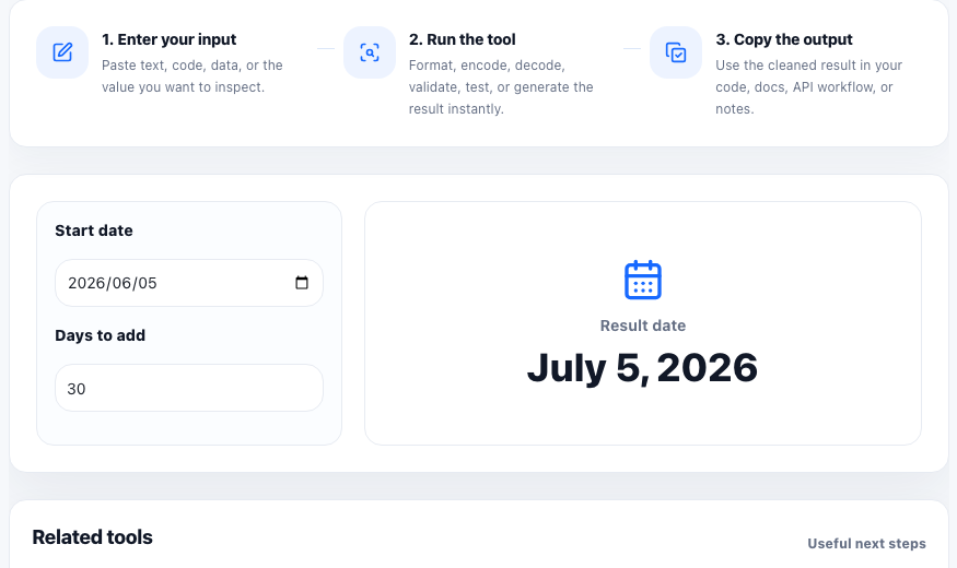Date Calculator practical workflow guide in UtilFlow