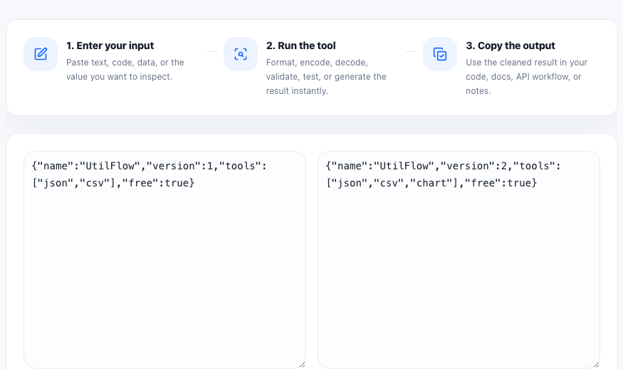 JSON Compare practical workflow guide in UtilFlow