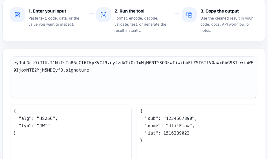 JWT Decoder practical workflow guide in UtilFlow