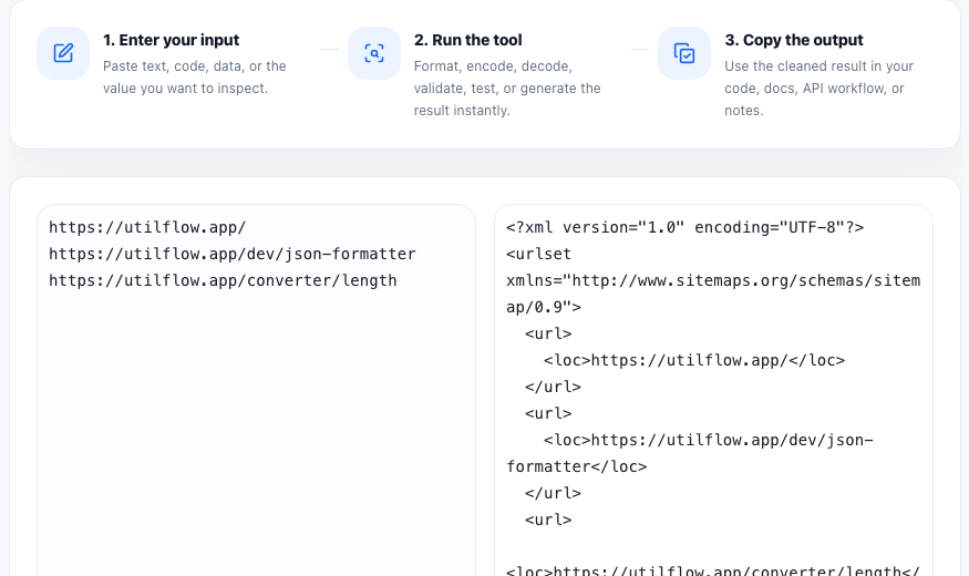 Sitemap Generator practical workflow guide in UtilFlow