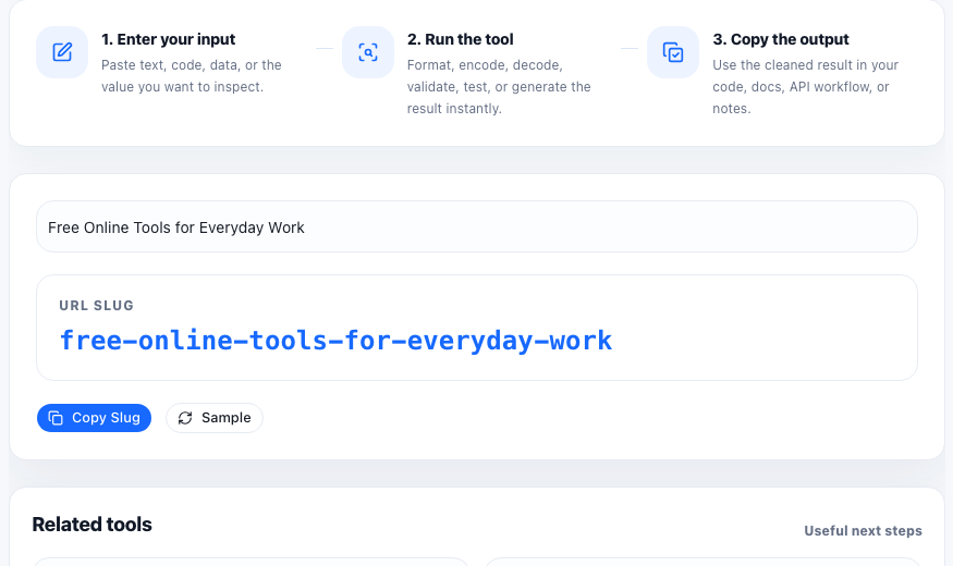 URL Slug Generator practical workflow guide in UtilFlow