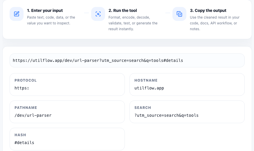 URL Parser practical workflow guide in UtilFlow